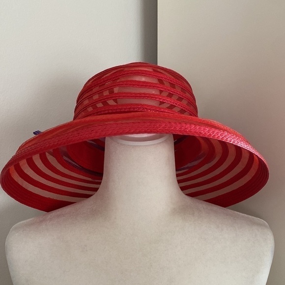 Red Hat Society Derby Purple Silk Flower Mesh Ribbon Vacation Party Holiday - Picture 2 of 15